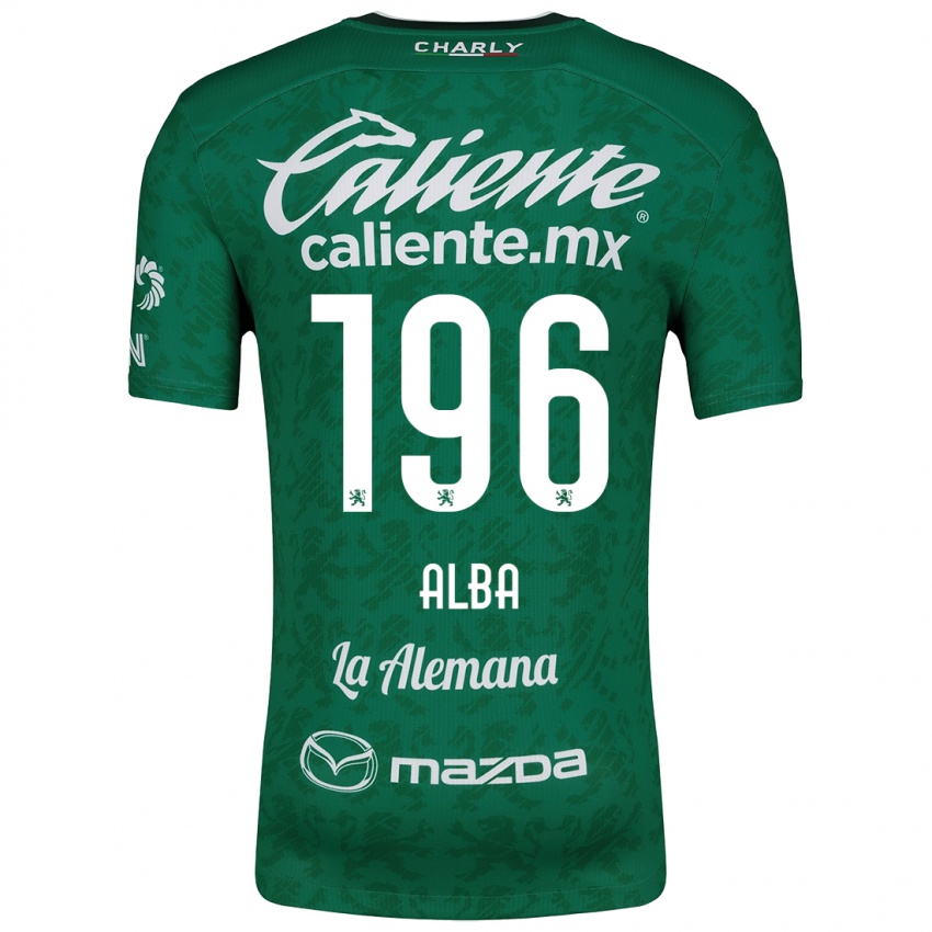 Gyermek Óscar Alba #196 Zöld Fehér Hazai Jersey 2024/25 Mez Póló Ing