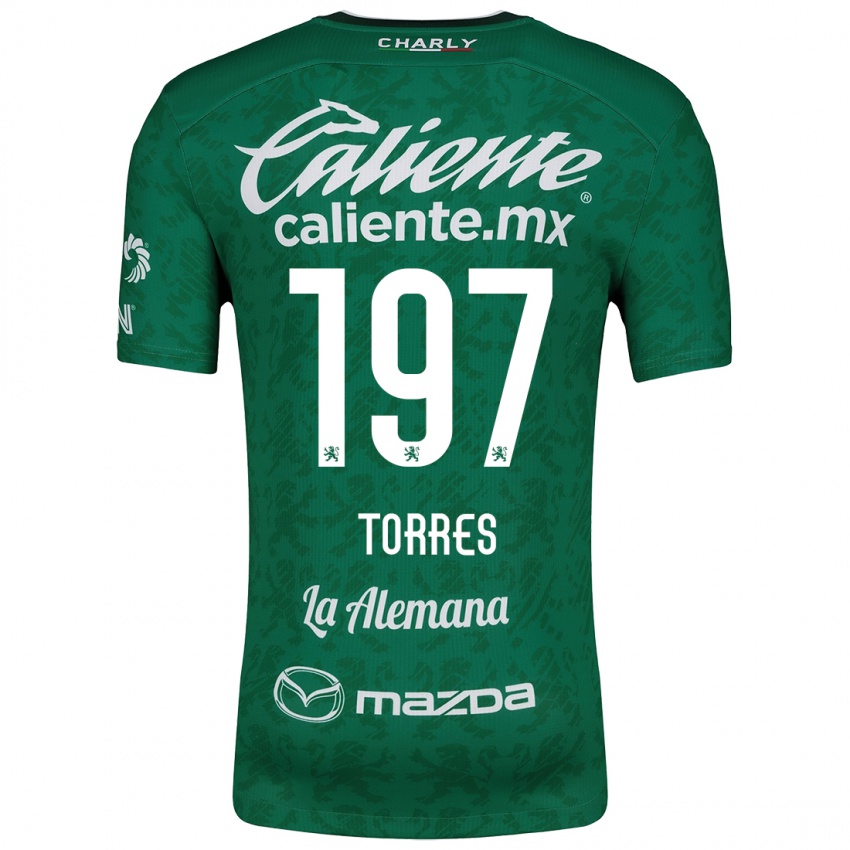 Gyermek Erick Torres #197 Zöld Fehér Hazai Jersey 2024/25 Mez Póló Ing