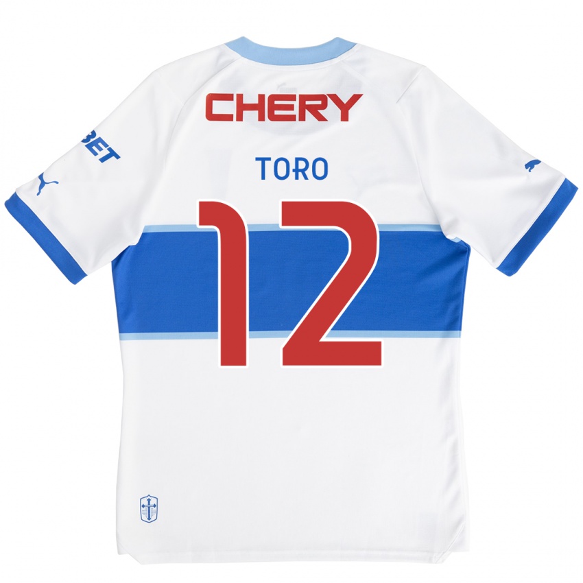 Gyermek Ian Toro #12 Fehér Kék Hazai Jersey 2024/25 Mez Póló Ing