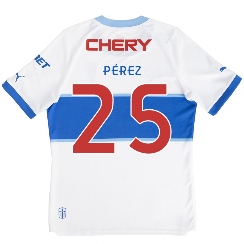 Gyermek Sebastián Pérez #25 Fehér Kék Hazai Jersey 2024/25 Mez Póló Ing