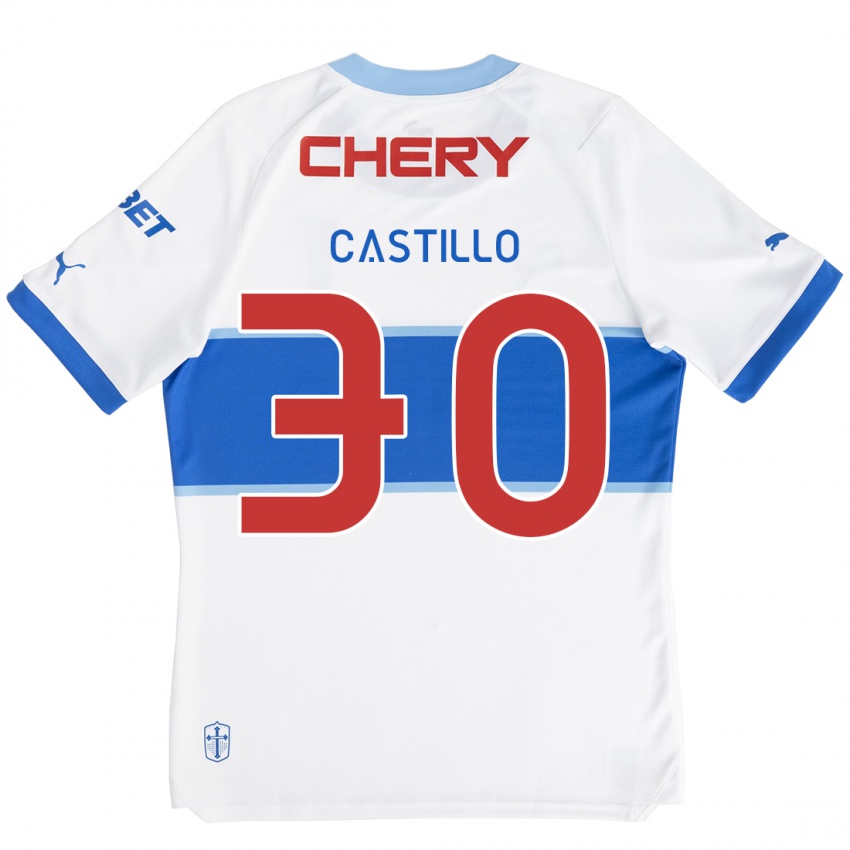 Gyermek Nicolas Castillo #30 Fehér Kék Hazai Jersey 2024/25 Mez Póló Ing