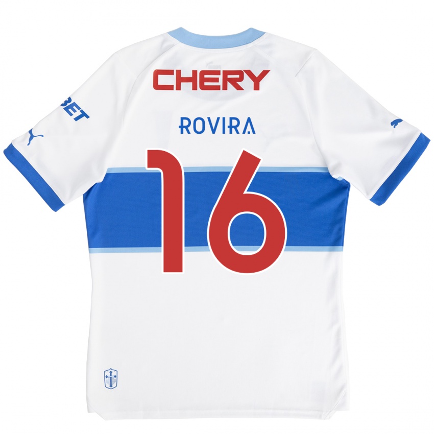 Gyermek Brayan Rovira #16 Fehér Kék Hazai Jersey 2024/25 Mez Póló Ing