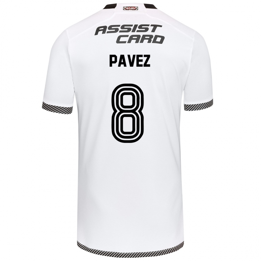 Gyermek Esteban Pavez #8 Fehér Fekete Hazai Jersey 2024/25 Mez Póló Ing