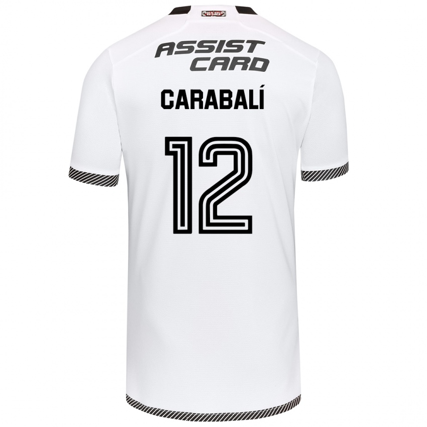 Gyermek Omar Carabalí #12 Fehér Fekete Hazai Jersey 2024/25 Mez Póló Ing