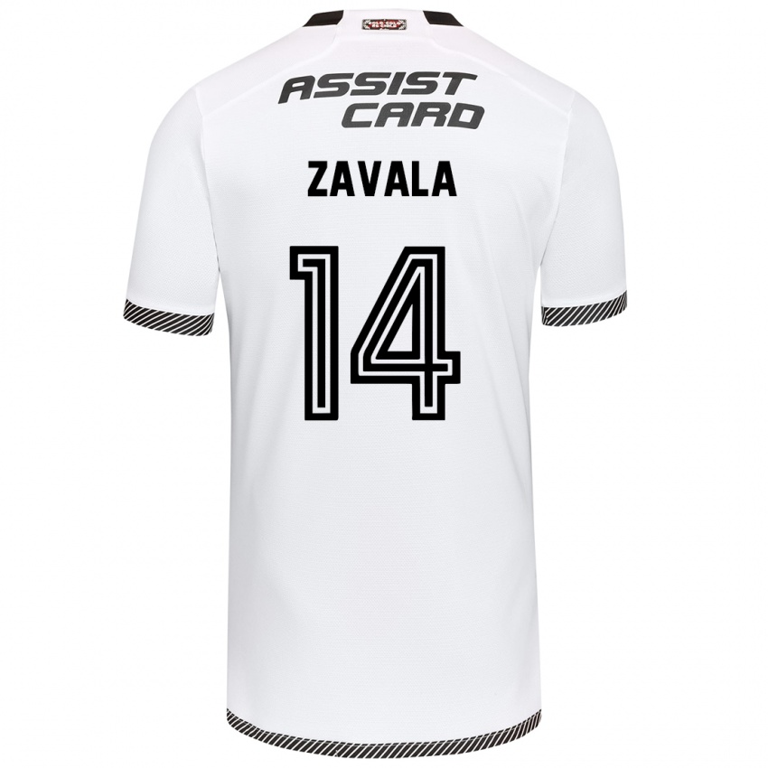 Gyermek Cristián Zavala #14 Fehér Fekete Hazai Jersey 2024/25 Mez Póló Ing