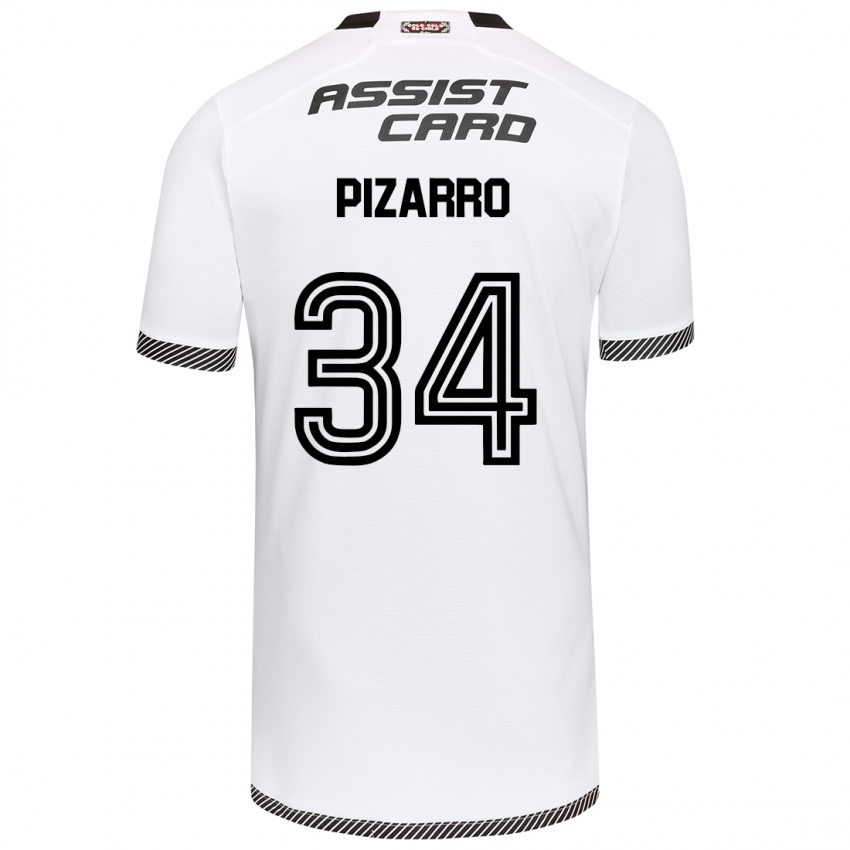 Gyermek Vicente Pizarro #34 Fehér Fekete Hazai Jersey 2024/25 Mez Póló Ing