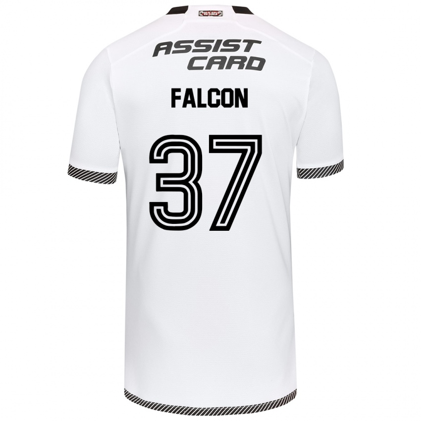 Gyermek Maximiliano Falcón #37 Fehér Fekete Hazai Jersey 2024/25 Mez Póló Ing