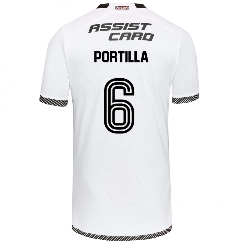 Gyermek Dylan Portilla #6 Fehér Fekete Hazai Jersey 2024/25 Mez Póló Ing