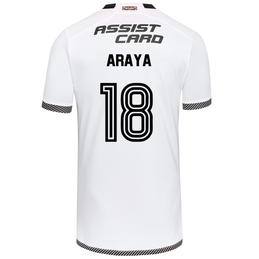 Gyermek Benjamín Araya #18 Fehér Fekete Hazai Jersey 2024/25 Mez Póló Ing