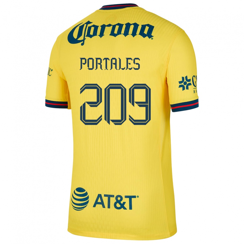 Gyermek Walter Portales #209 Sárga Kék Hazai Jersey 2024/25 Mez Póló Ing