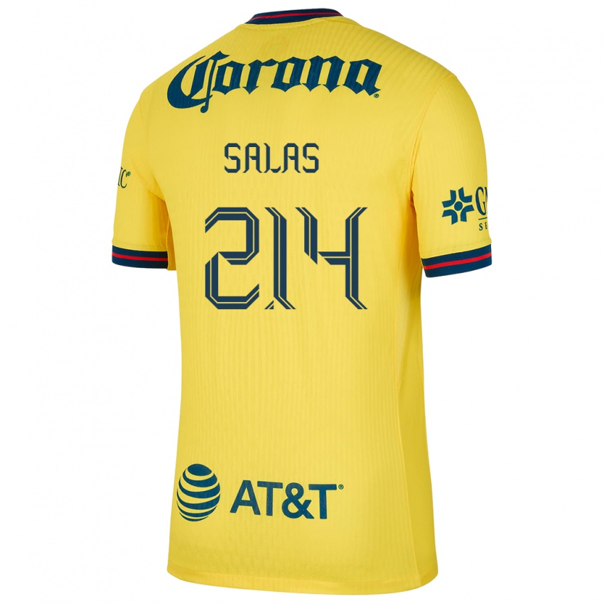 Gyermek Patricio Salas #214 Sárga Kék Hazai Jersey 2024/25 Mez Póló Ing