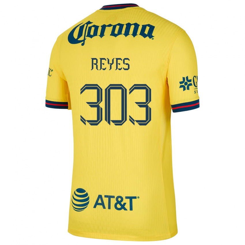 Gyermek Diego Reyes #303 Sárga Kék Hazai Jersey 2024/25 Mez Póló Ing