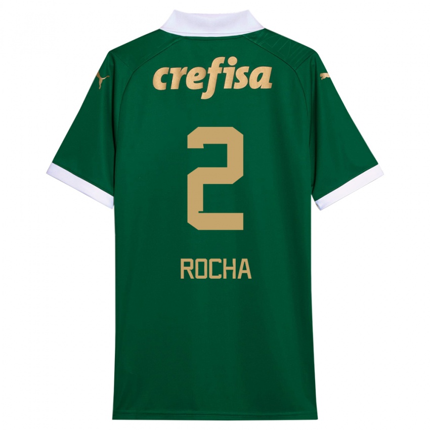 Gyermek Marcos Rocha #2 Zöld Fehér Hazai Jersey 2024/25 Mez Póló Ing