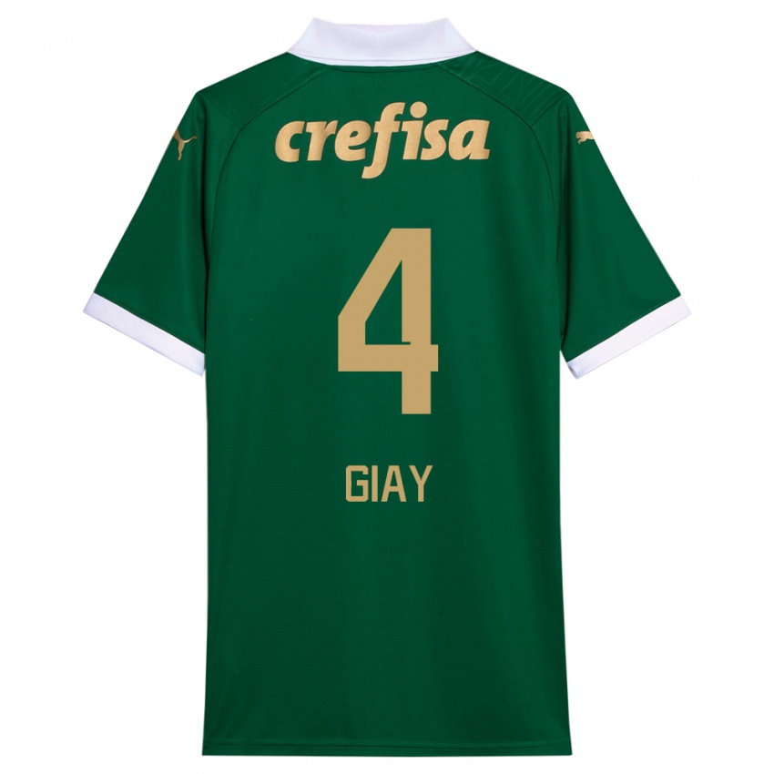 Gyermek Agustín Giay #4 Zöld Fehér Hazai Jersey 2024/25 Mez Póló Ing