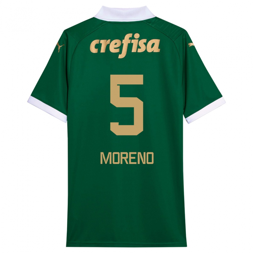 Gyermek Aníbal Moreno #5 Zöld Fehér Hazai Jersey 2024/25 Mez Póló Ing