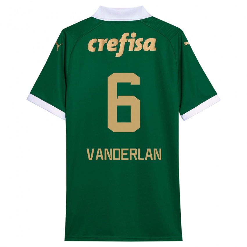 Gyermek Vanderlan #6 Zöld Fehér Hazai Jersey 2024/25 Mez Póló Ing