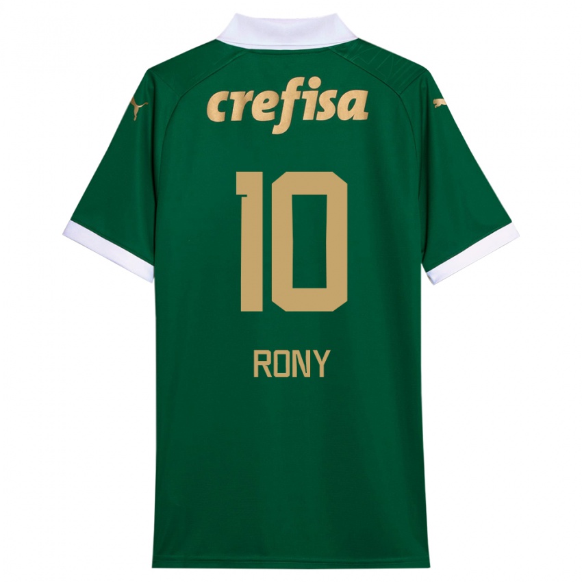 Gyermek Rony #10 Zöld Fehér Hazai Jersey 2024/25 Mez Póló Ing