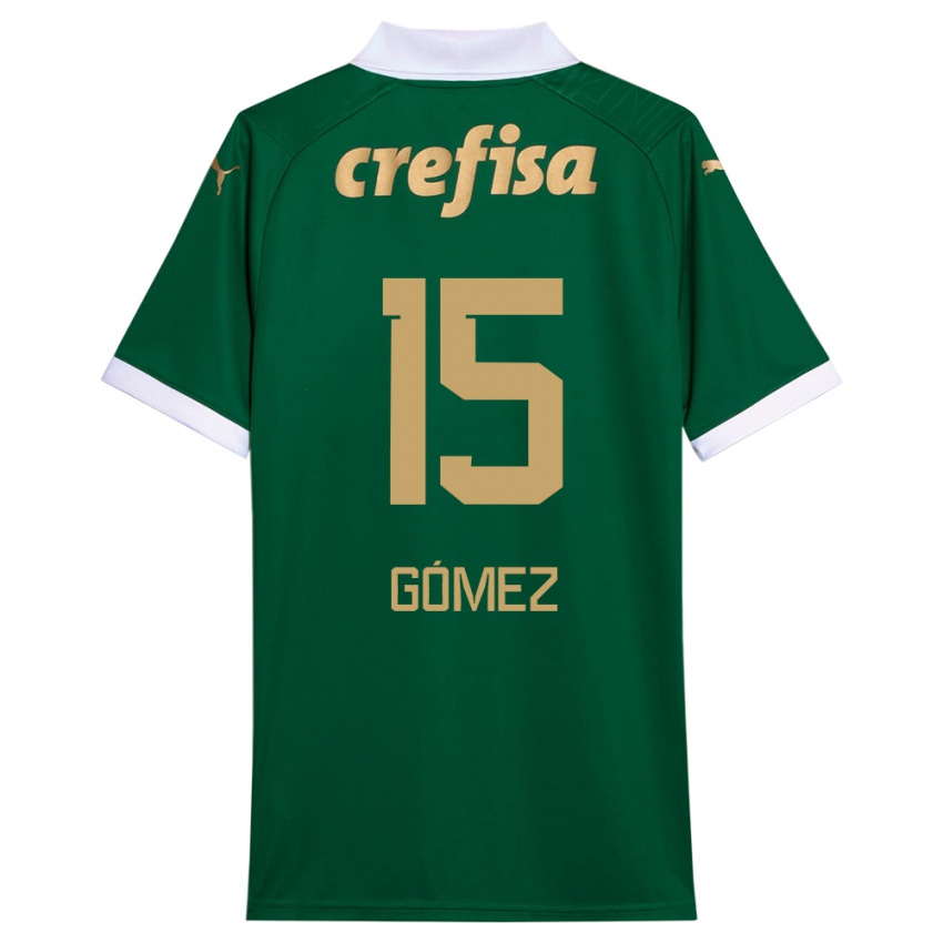 Gyermek Gustavo Gomez #15 Zöld Fehér Hazai Jersey 2024/25 Mez Póló Ing