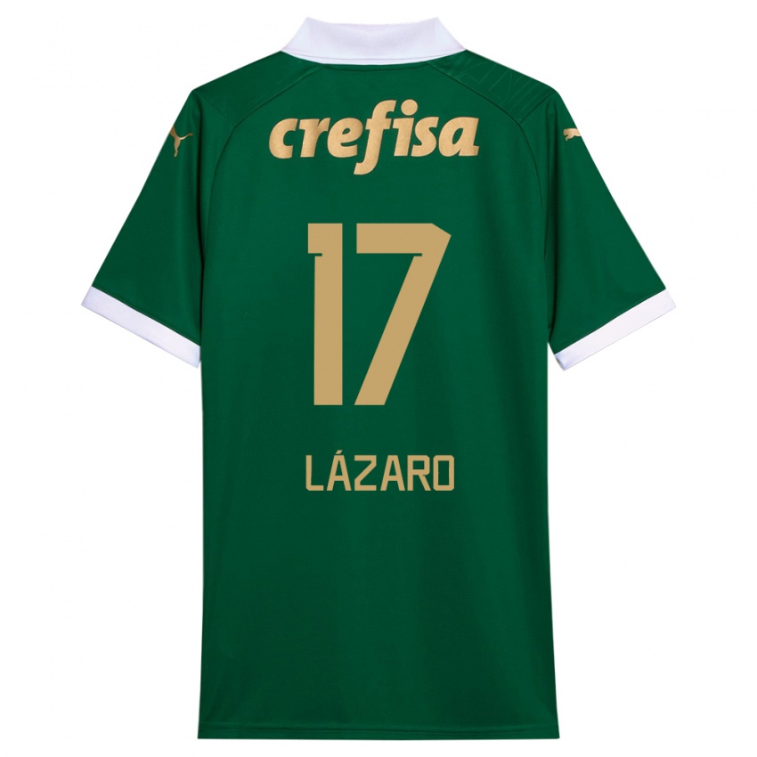 Gyermek Lazaro #17 Zöld Fehér Hazai Jersey 2024/25 Mez Póló Ing