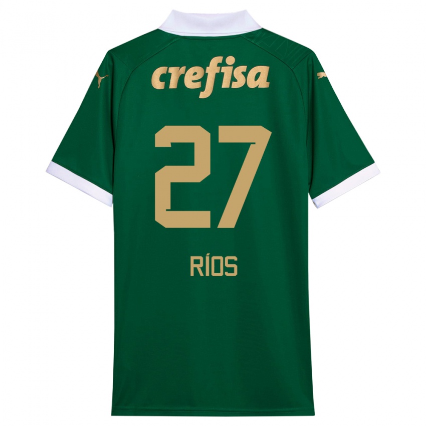 Gyermek Richard Ríos #27 Zöld Fehér Hazai Jersey 2024/25 Mez Póló Ing