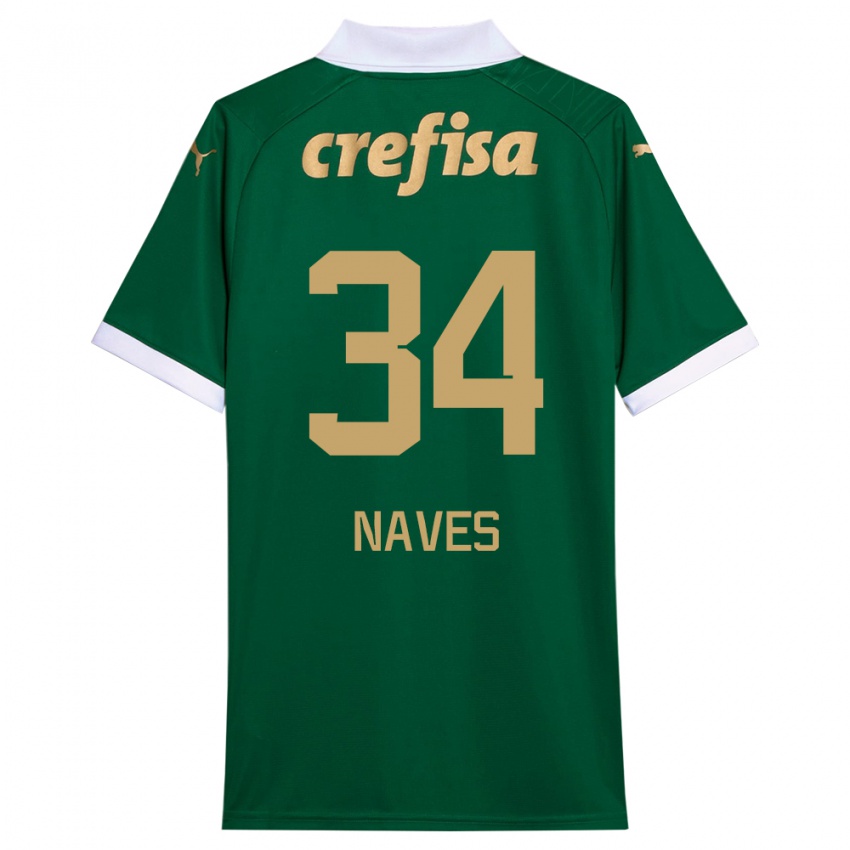 Gyermek Naves #34 Zöld Fehér Hazai Jersey 2024/25 Mez Póló Ing