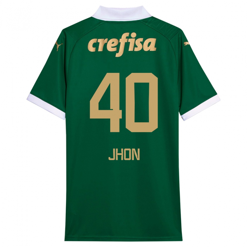 Gyermek Jhon Jhon #40 Zöld Fehér Hazai Jersey 2024/25 Mez Póló Ing