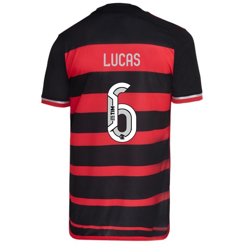 Gyermek Ayrton Lucas #6 Piros Fekete Hazai Jersey 2024/25 Mez Póló Ing