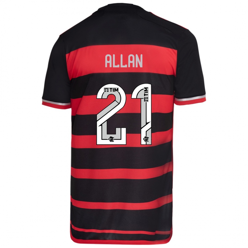 Gyermek Allan #21 Piros Fekete Hazai Jersey 2024/25 Mez Póló Ing