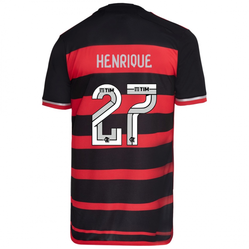 Gyermek Bruno Henrique #27 Piros Fekete Hazai Jersey 2024/25 Mez Póló Ing