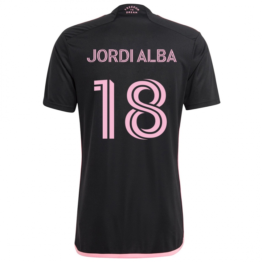 Gyermek Jordi Alba #18 Fekete Idegenbeli Jersey 2024/25 Mez Póló Ing