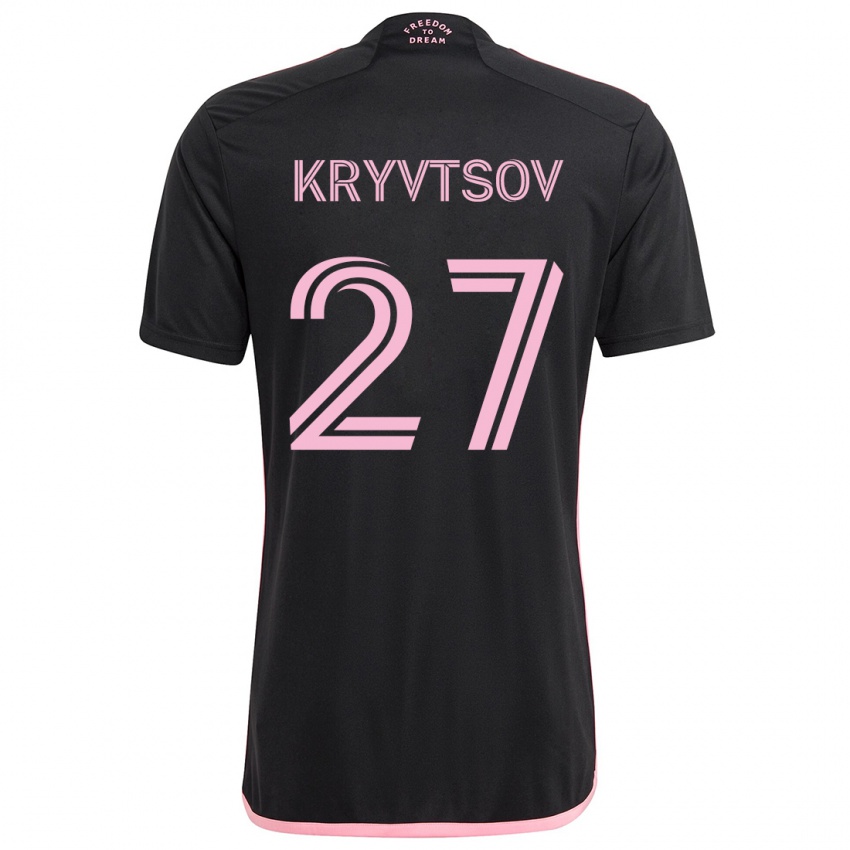 Gyermek Sergiy Kryvtsov #27 Fekete Idegenbeli Jersey 2024/25 Mez Póló Ing