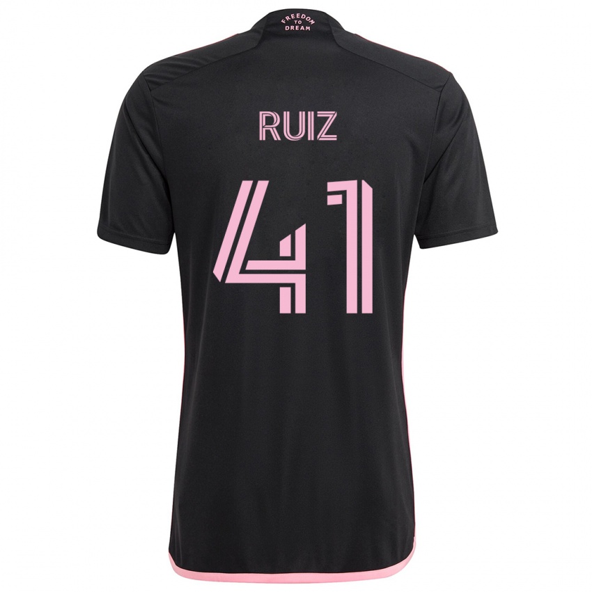 Gyermek David Ruíz #41 Fekete Idegenbeli Jersey 2024/25 Mez Póló Ing