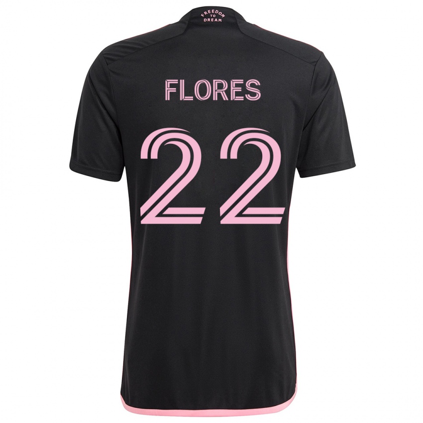 Gyermek Alejandro Flores #22 Fekete Idegenbeli Jersey 2024/25 Mez Póló Ing