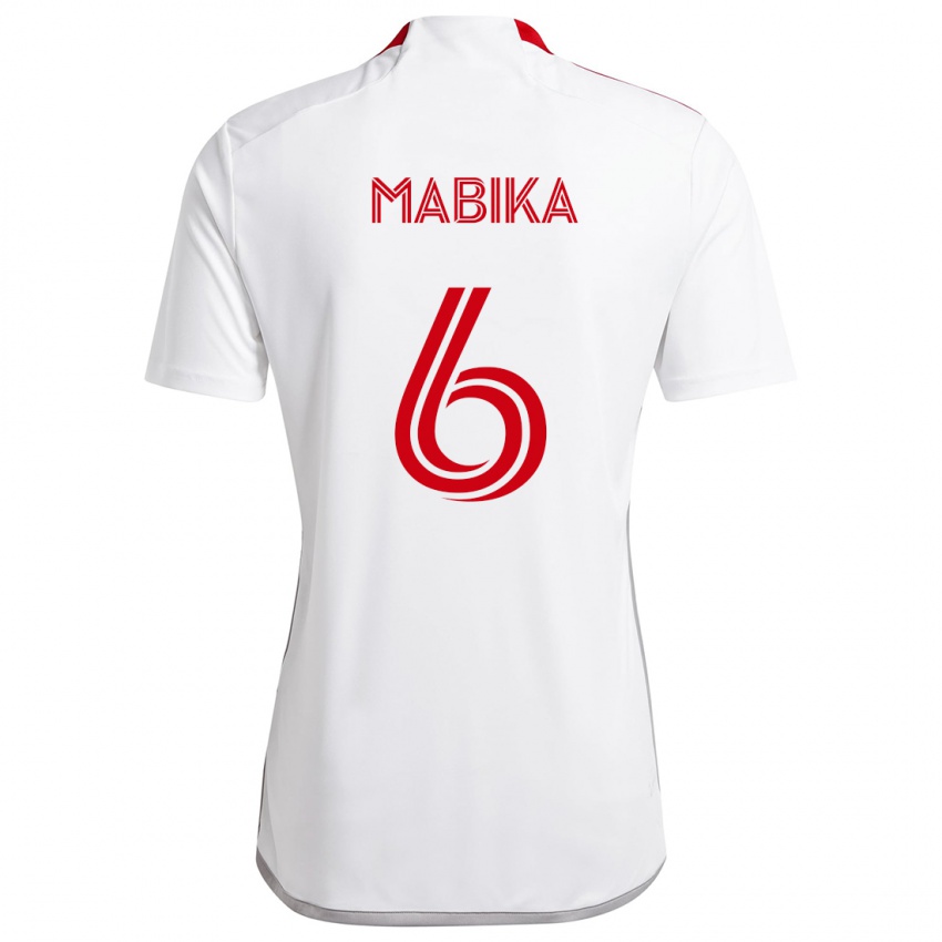 Gyermek Aimé Mabika #6 Fehér Piros Idegenbeli Jersey 2024/25 Mez Póló Ing