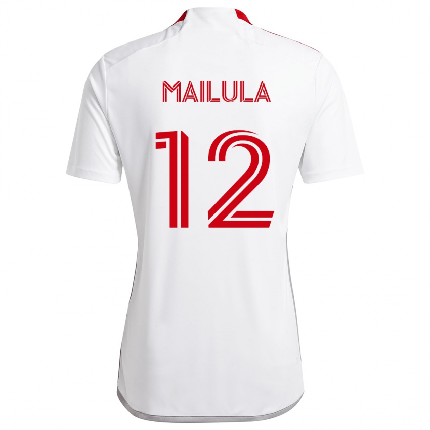 Gyermek Cassius Mailula #12 Fehér Piros Idegenbeli Jersey 2024/25 Mez Póló Ing