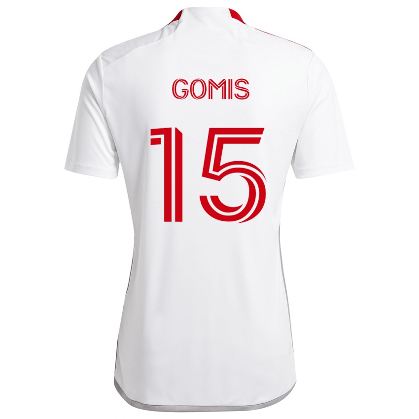 Gyermek Nicksoen Gomis #15 Fehér Piros Idegenbeli Jersey 2024/25 Mez Póló Ing