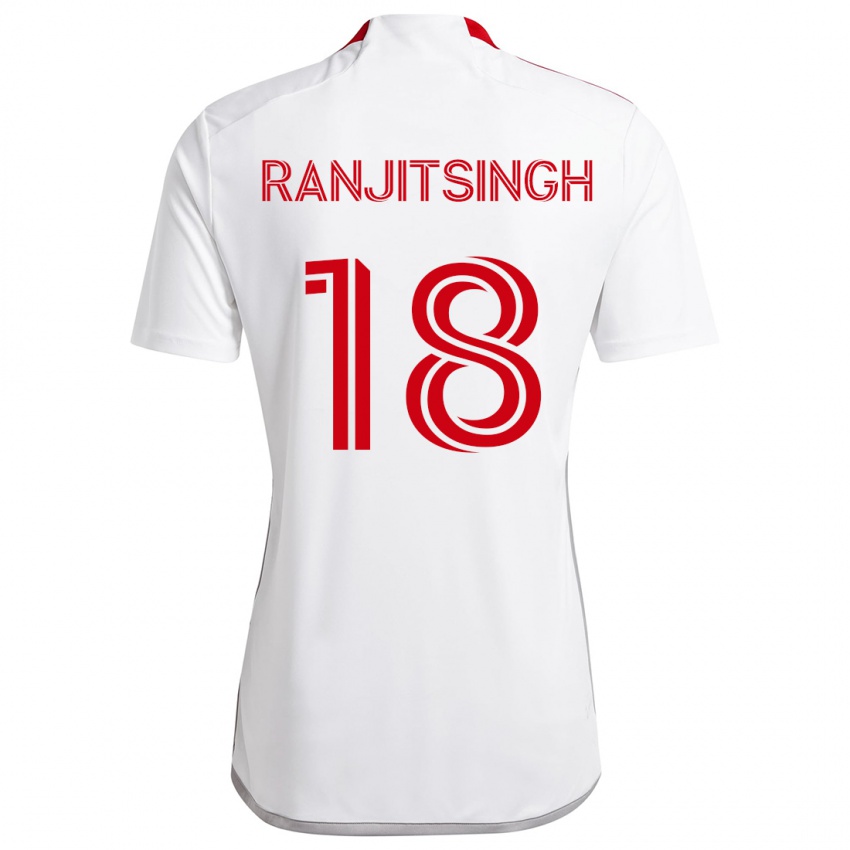 Gyermek Greg Ranjitsingh #18 Fehér Piros Idegenbeli Jersey 2024/25 Mez Póló Ing