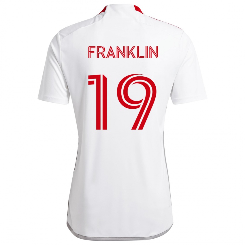 Gyermek Kobe Franklin #19 Fehér Piros Idegenbeli Jersey 2024/25 Mez Póló Ing