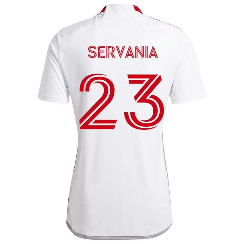 Gyermek Brandon Servania #23 Fehér Piros Idegenbeli Jersey 2024/25 Mez Póló Ing