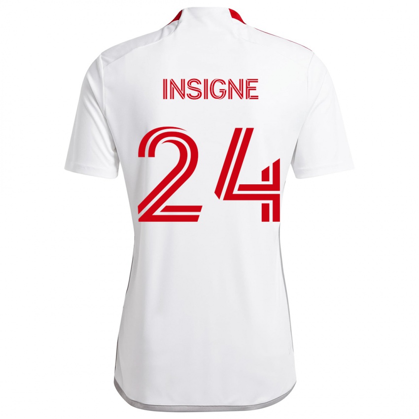 Gyermek Lorenzo Insigne #24 Fehér Piros Idegenbeli Jersey 2024/25 Mez Póló Ing