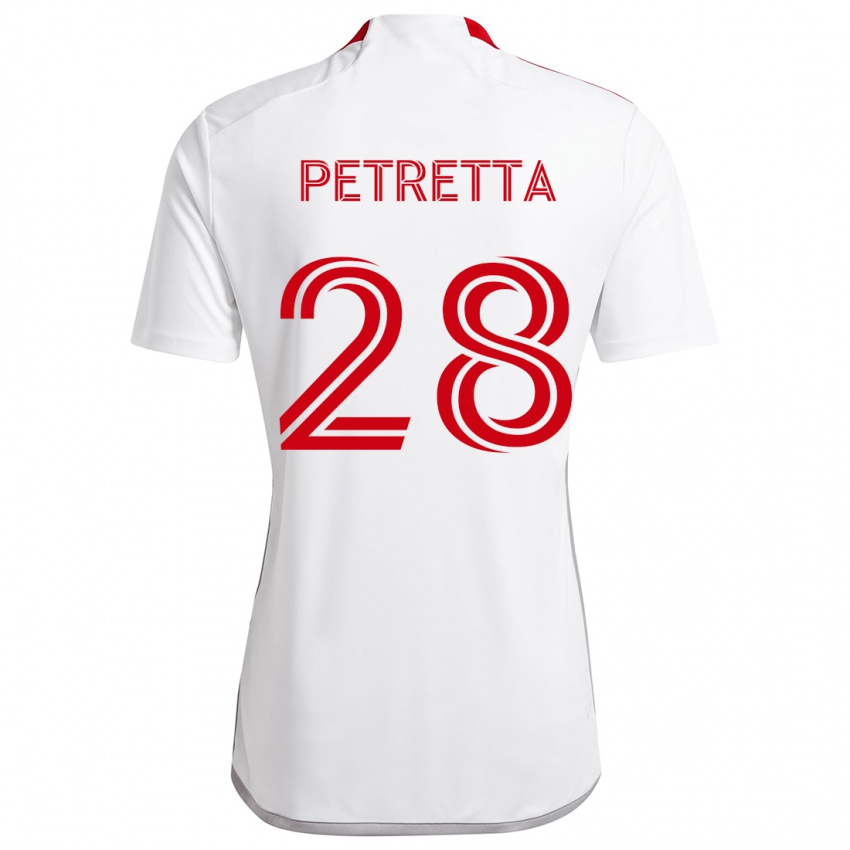 Gyermek Raoul Petretta #28 Fehér Piros Idegenbeli Jersey 2024/25 Mez Póló Ing