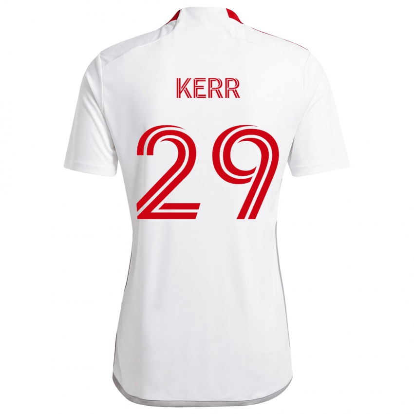 Gyermek Deandre Kerr #29 Fehér Piros Idegenbeli Jersey 2024/25 Mez Póló Ing