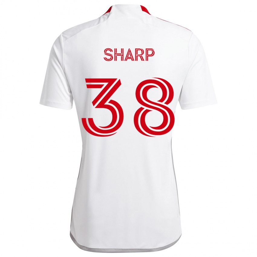 Gyermek Charlie Sharp #38 Fehér Piros Idegenbeli Jersey 2024/25 Mez Póló Ing