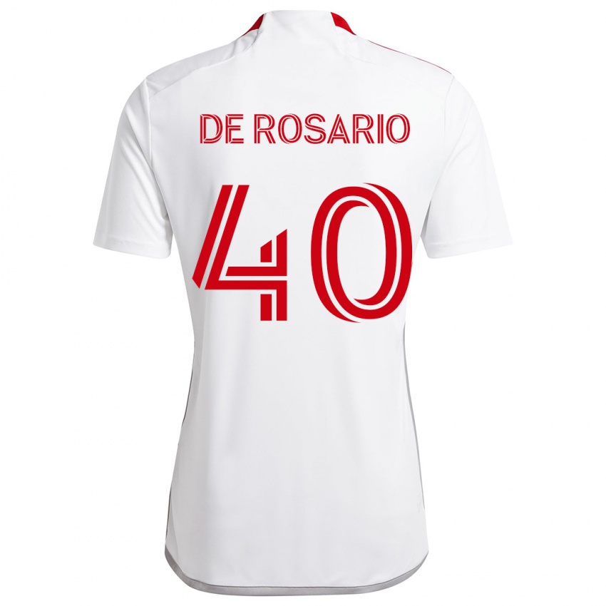 Gyermek Adisa De Rosario #40 Fehér Piros Idegenbeli Jersey 2024/25 Mez Póló Ing