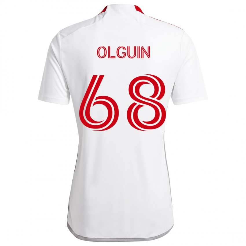 Gyermek Lucas Olguin #68 Fehér Piros Idegenbeli Jersey 2024/25 Mez Póló Ing