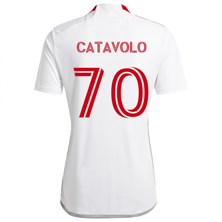 Gyermek Matthew Catavolo #70 Fehér Piros Idegenbeli Jersey 2024/25 Mez Póló Ing