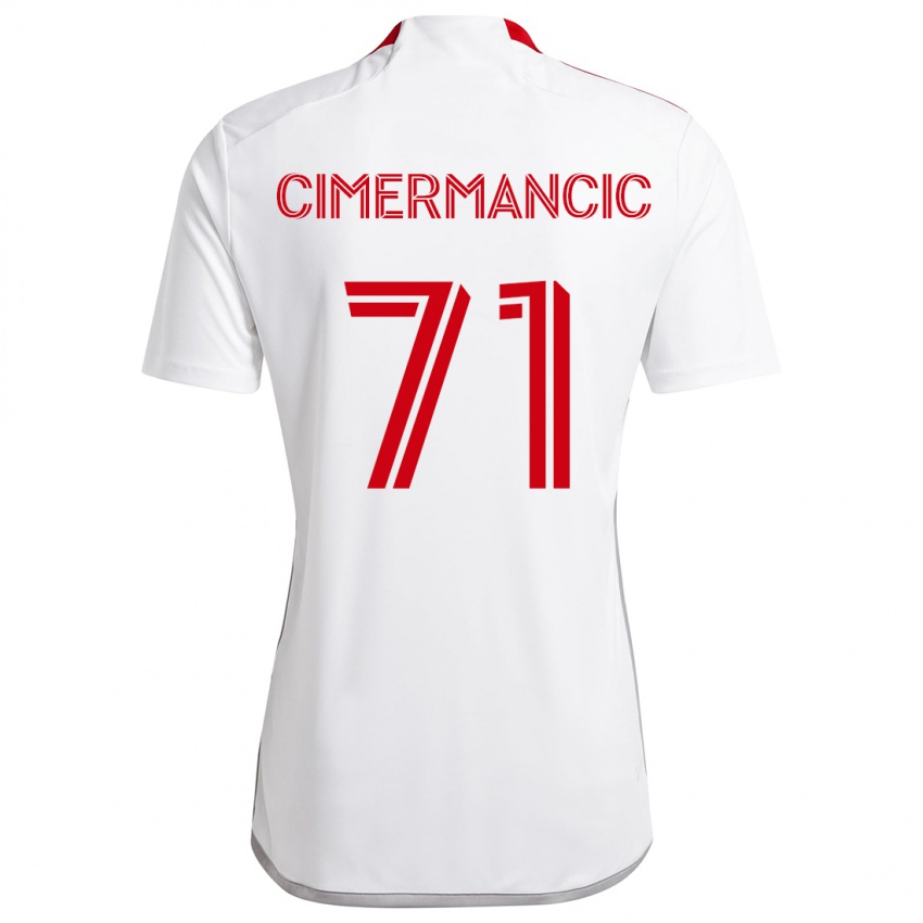 Gyermek Markus Cimermancic #71 Fehér Piros Idegenbeli Jersey 2024/25 Mez Póló Ing