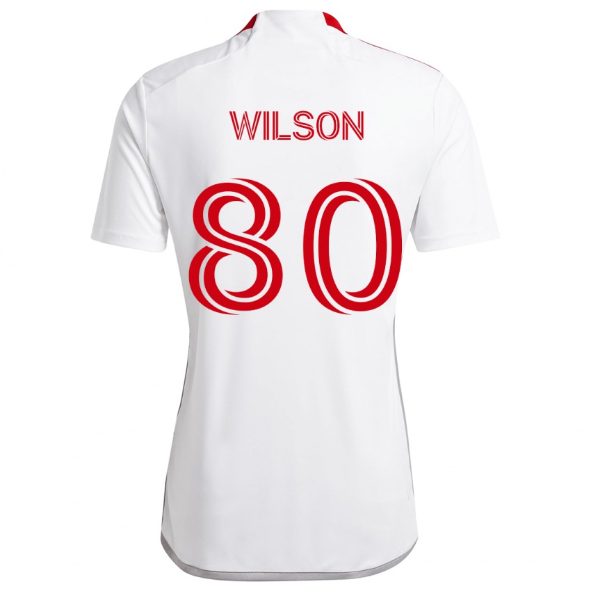 Gyermek Shafique Wilson #80 Fehér Piros Idegenbeli Jersey 2024/25 Mez Póló Ing