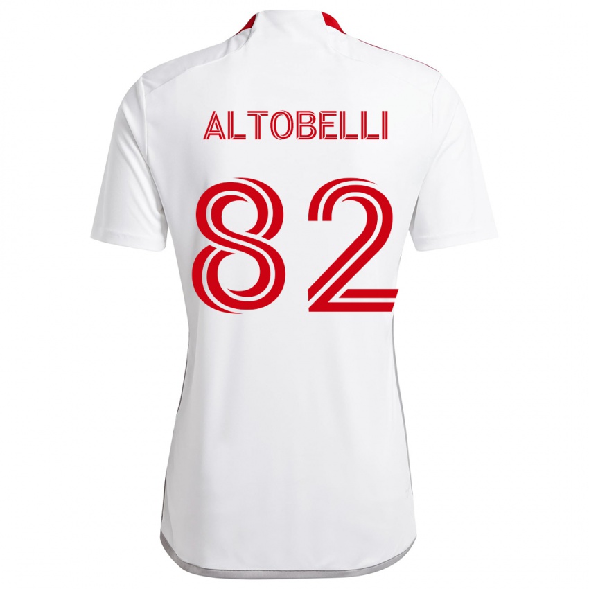 Gyermek Julian Altobelli #82 Fehér Piros Idegenbeli Jersey 2024/25 Mez Póló Ing