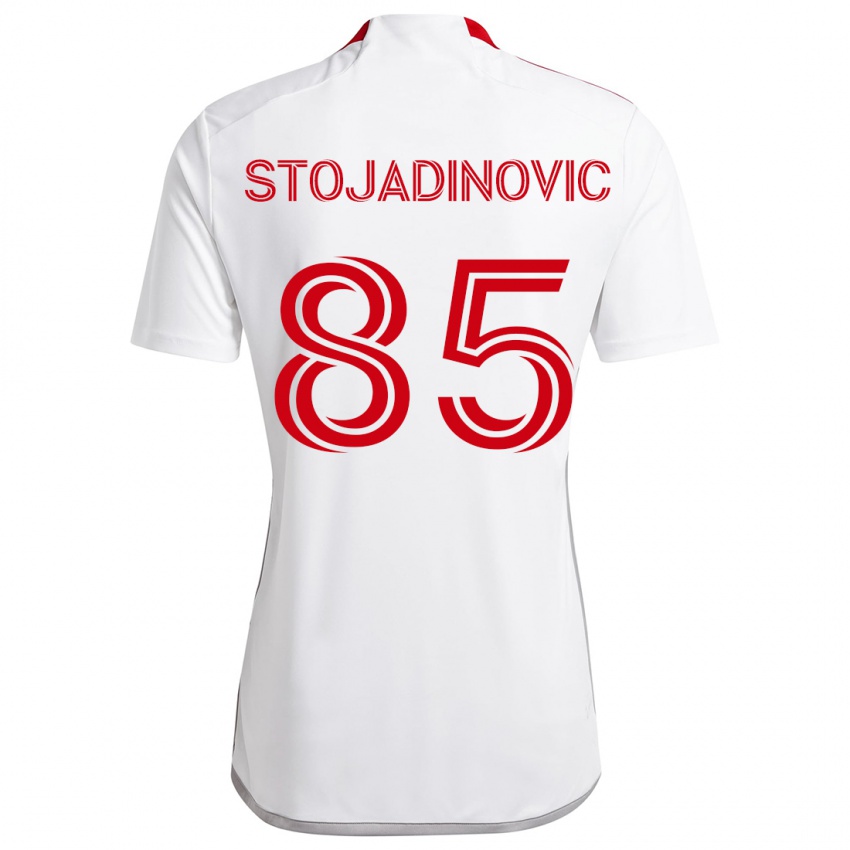 Gyermek Marko Stojadinovic #85 Fehér Piros Idegenbeli Jersey 2024/25 Mez Póló Ing